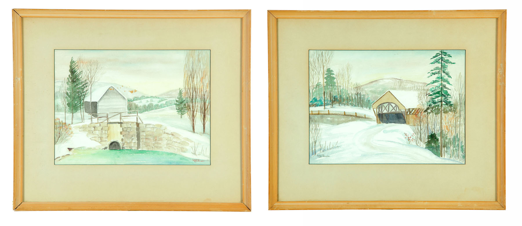 Appraisal: PAIR OF LANDSCAPES BY LENORA CAVALLERO AMERICAN TH CENTURY Watercolor