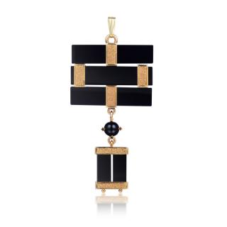 Appraisal: An Onyx and Gold Pin Pendant Crafted out of K