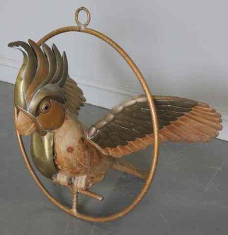 Appraisal: Large Midcentury Cockatoo with Copper and Brass From a Glendale