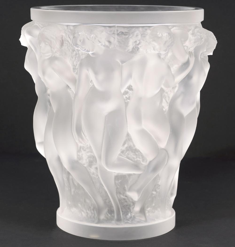 Appraisal: LALIQUE BACCHANTES CRYSTAL VASELalique crystal vase with iconic design of