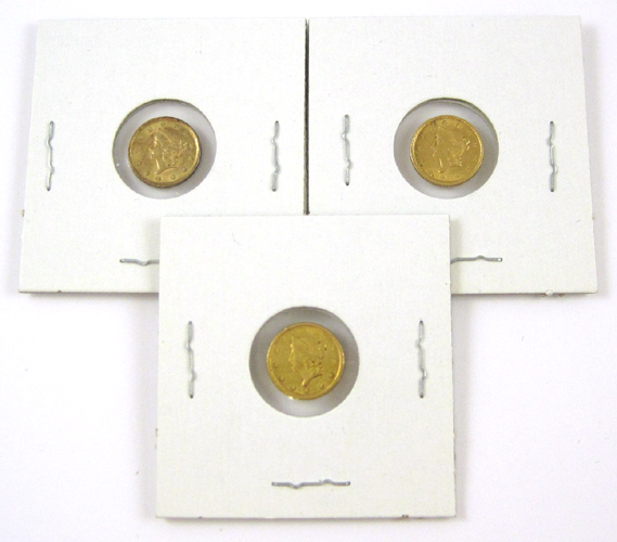 Appraisal: THREE U S ONE DOLLAR GOLD COINS all Liberty head