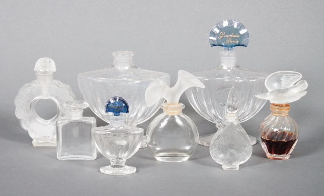 Appraisal: Eight assorted French glass perfume bottles bottle makers include Lalique