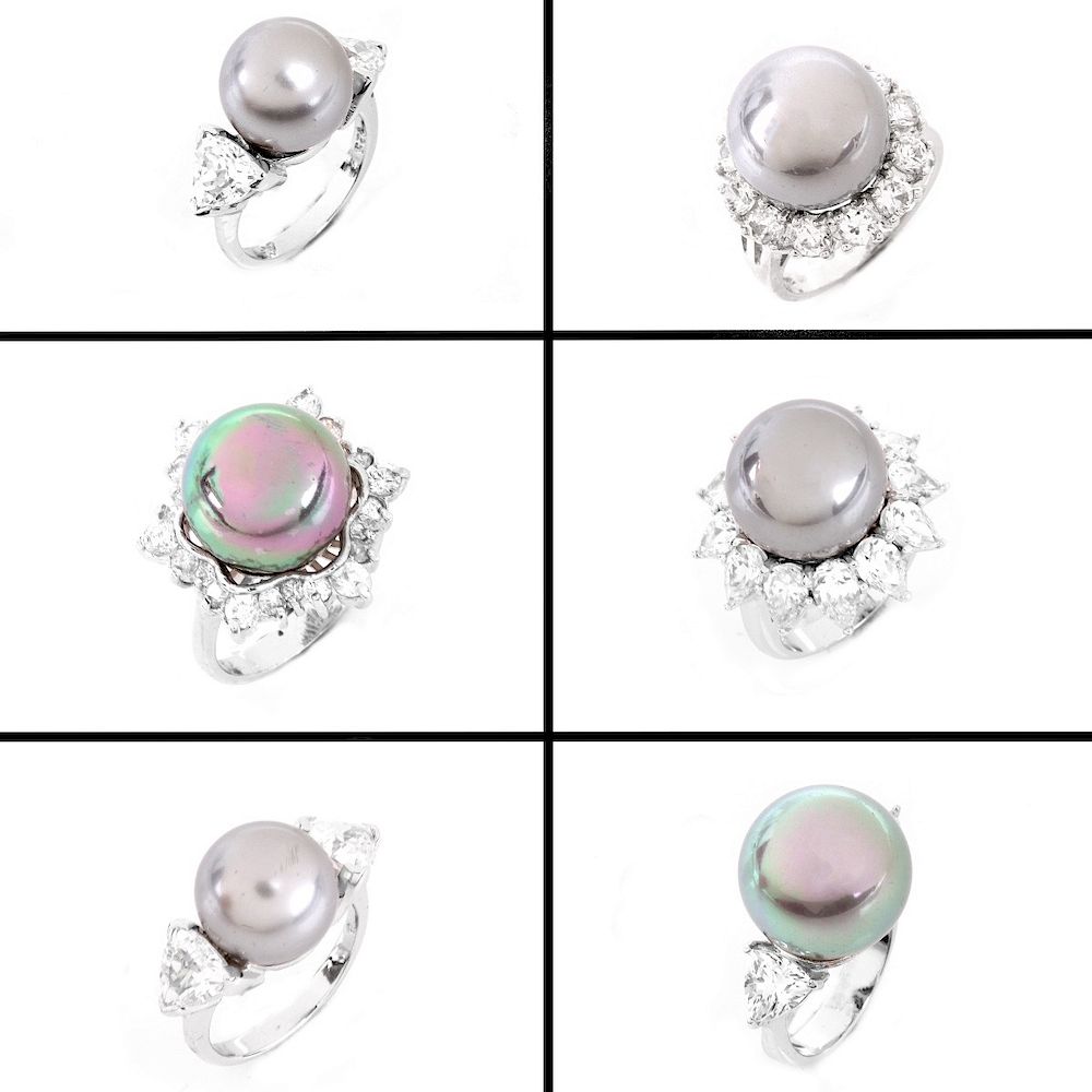 Appraisal: Collection Of Six Sterling Silver Faux Pearl A Collection Of