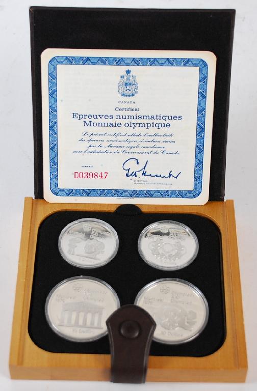 Appraisal: MONTREAL OLYMPIC FOUR SILVER COIN PROOF SET comprising two ten