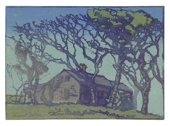 Appraisal: MARGARET J PATTERSON House and Trees Color woodcut x mm