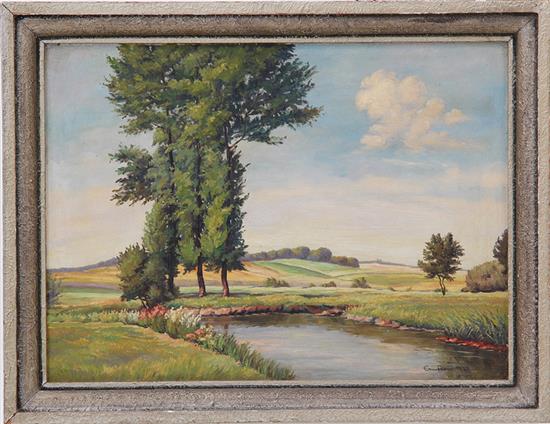 Appraisal: Ernst Ross Continental th century EUROPEAN LANDSCAPE oil on Masonite