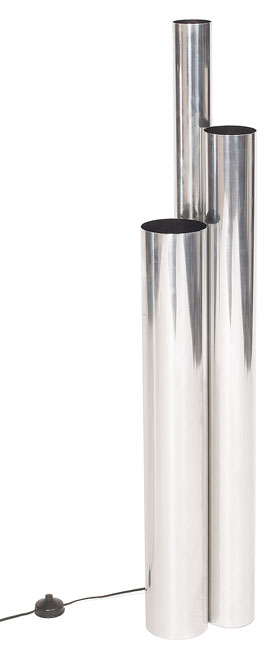 Appraisal: Vladimir Kagan floor lamp attribution USA three aluminum tubes of