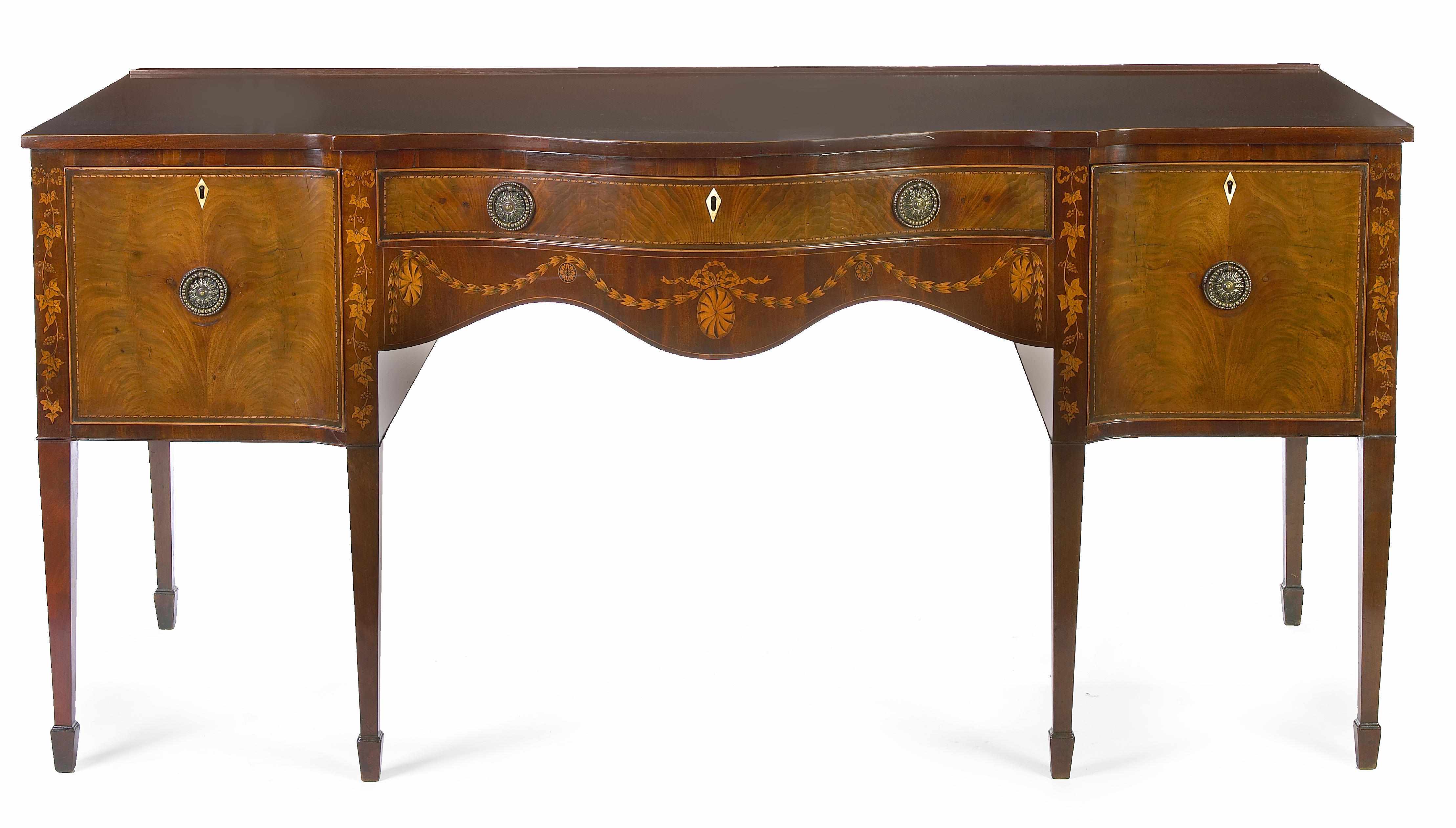 Appraisal: A George III inlaid mahogany sideboard fourth quarter th century