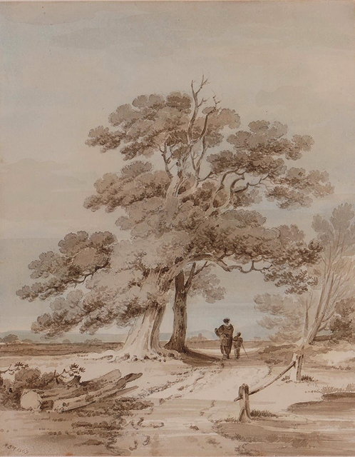 Appraisal: PAUL SANDBY MUNN - Landscape with two figures beneath a