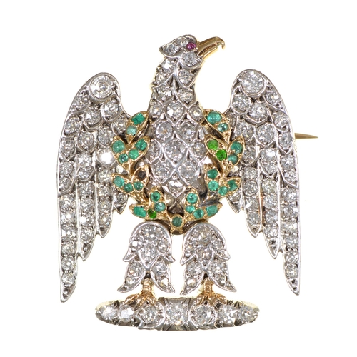 Appraisal: Royal Scots Greys A diamond emerald and ruby sweetheart brooch