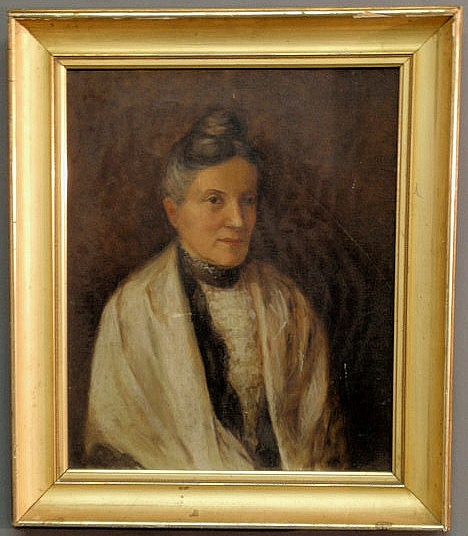 Appraisal: Oil on canvas portrait of a seated woman late th