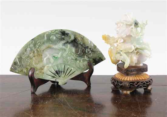 Appraisal: Two Chinese jadeite carvings th century the first a vase