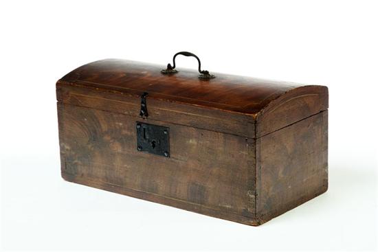 Appraisal: DECORATED DOME-TOP BOX American st half- th century pine Dovetailed