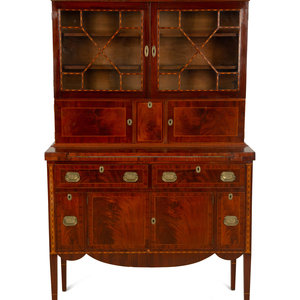 Appraisal: A Federal Inlaid Mahogany Writing Desk th Century Height x