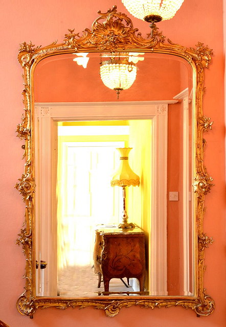 Appraisal: A LARGE LATE TH CENTURY FRENCH GILT GESSO OVERMANTEL MIRROR