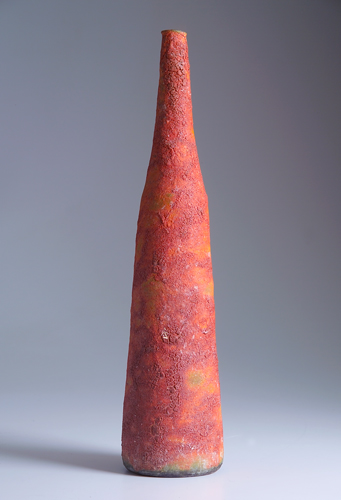 Appraisal: BEATRICE WOOD Fine tapered vase covered in uranium red volcanic