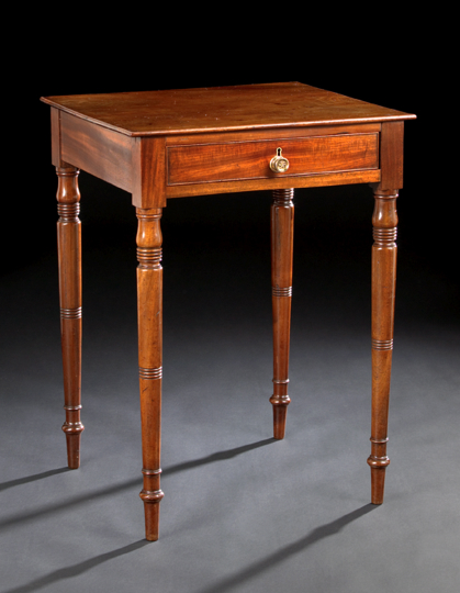 Appraisal: Regency-Style Mahogany End Table the square top above a frieze