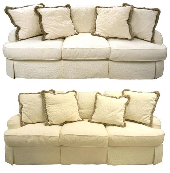 Appraisal: Pair Hickory White Hickory NC sofas white on white upholstery