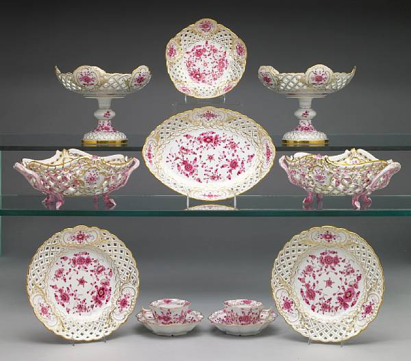 Appraisal: A Meissen porcelain part dessert service early th century In