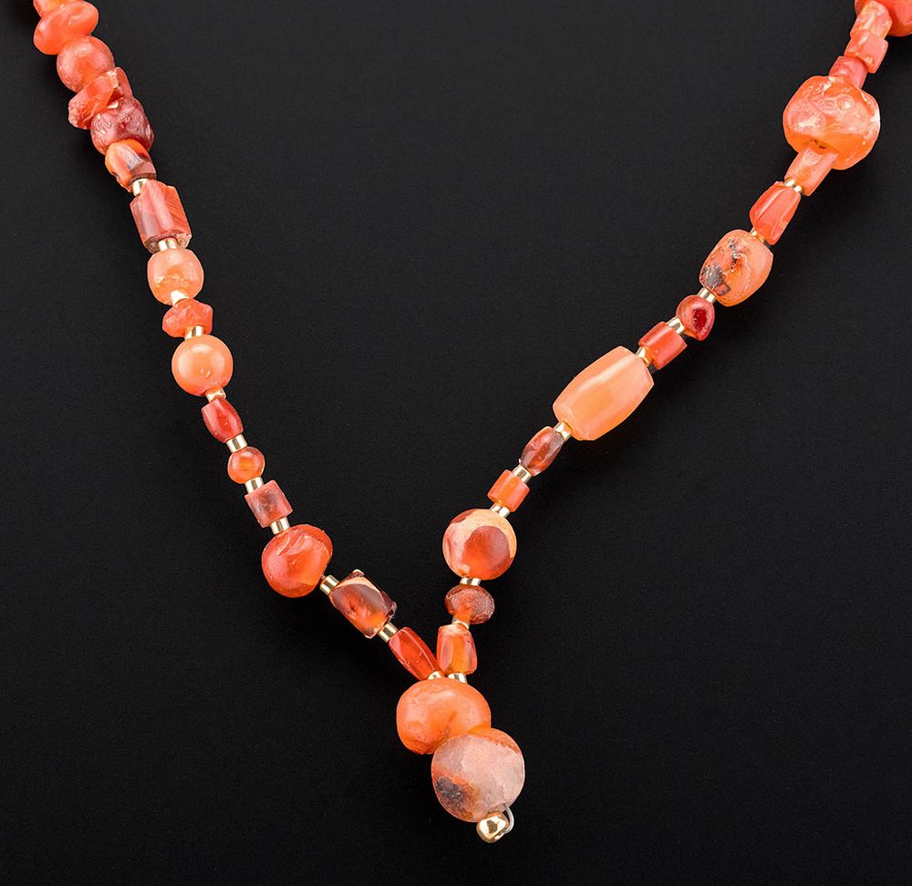 Appraisal: Wearable Roman Carnelian Bead Necklace Roman Imperial Period ca st