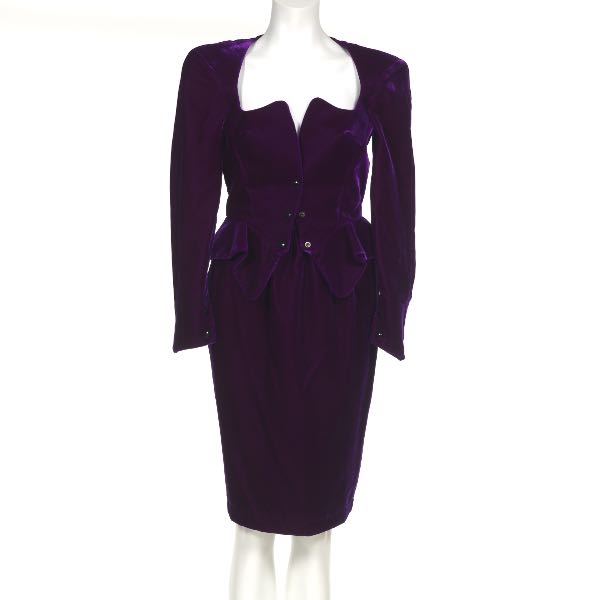 Appraisal: THIERRY MUGLER PARIS HAUTE COUTURE PURPLE VELVET JACKET AND SKIRT