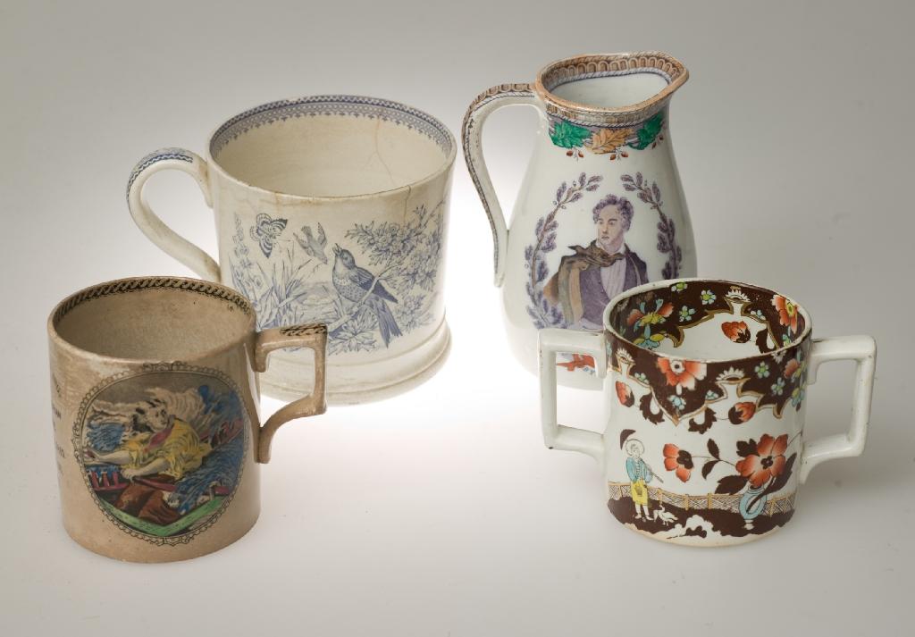 Appraisal: th CENTURY STAFFORDSHIRE POTTERY GRACE DARLING TANKARD of cylindrical form