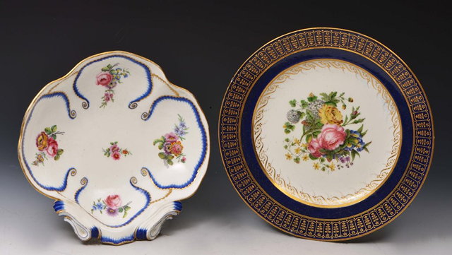 Appraisal: A SEVRES SHAPED DISH and a Sevres cabinet plate with