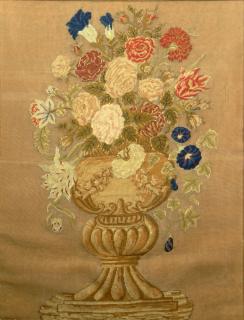 Appraisal: Well Done th C Framed Needlepoint Still Life of Flowers