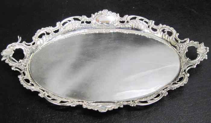 Appraisal: GERMAN STERLING SILVER TRAY double handled with baroque style pierced