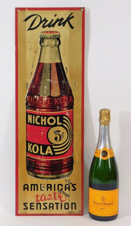 Appraisal: DRINK NICHOL KOLA SODA ADVERTISING TIN SIGN United States th