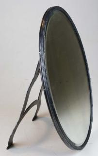 Appraisal: Ca Saglier Freres Silver Plated Oval Table Top Mirror Ca