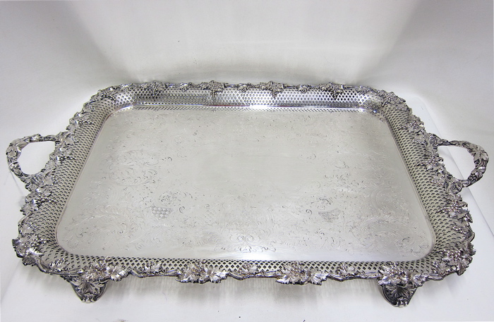 Appraisal: AMERICAN SILVERPLATED SERVING TRAY by Ellis Barker Silver Co footed