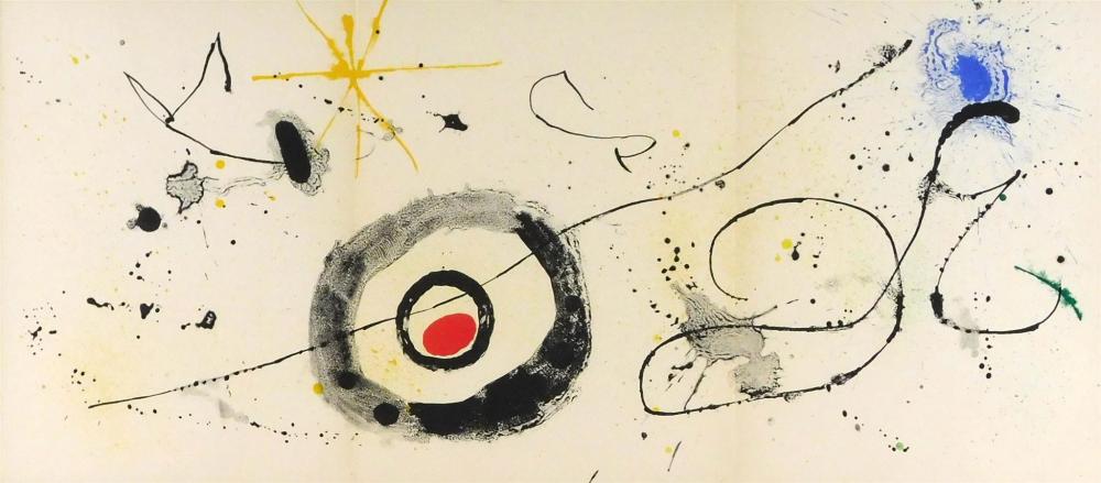 Appraisal: Joan Miro Spanish - color lithograph abstract image with shapes