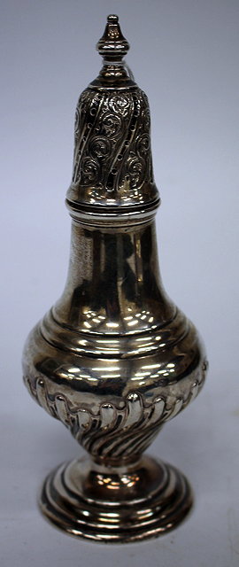 Appraisal: A TH CETNURY SILVER SUGAR CASTOR of baluster form with