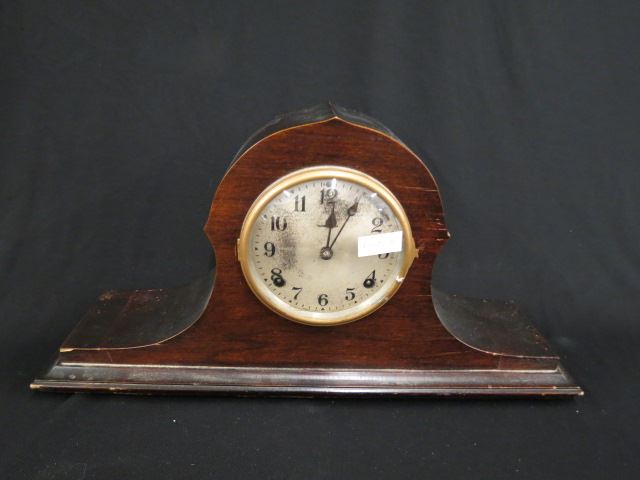 Appraisal: Ingraham Mahogany Mantle Clock with chimes humpback style X working