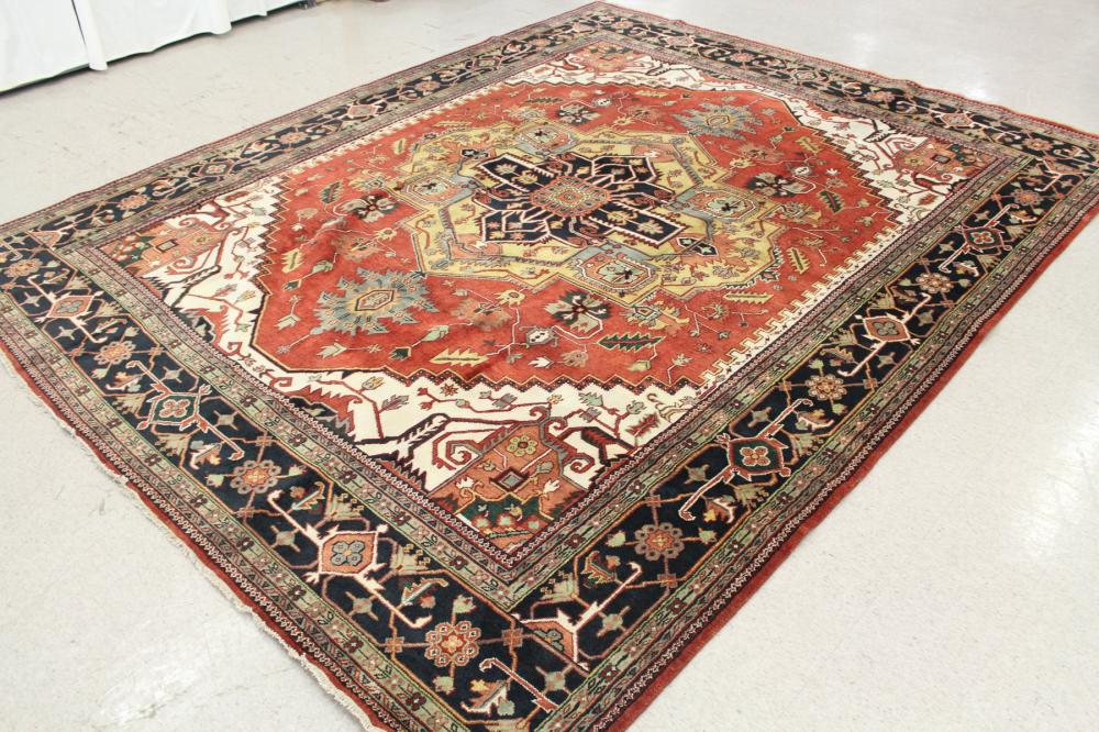 Appraisal: HAND KNOTTED ORIENTAL GRAND ROOM CARPET Persian Serapi or Heriz