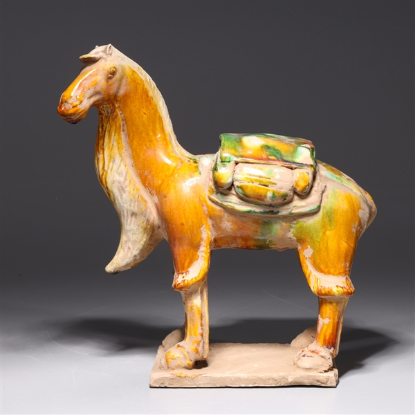 Appraisal: Chinese sancai glazed ceramic horse statue overall good condition H