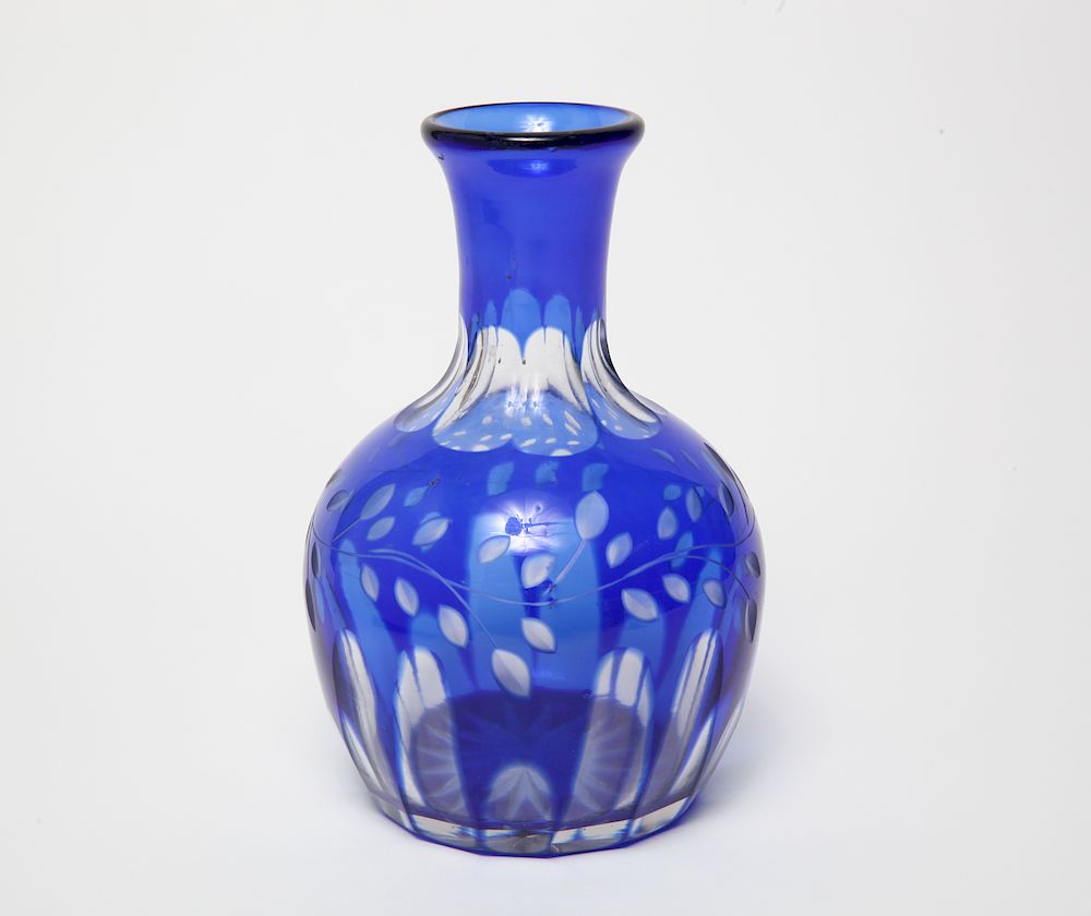 Appraisal: Bohemian Cobalt Cut to Clear Crystal Vase Bohemian cobalt cut