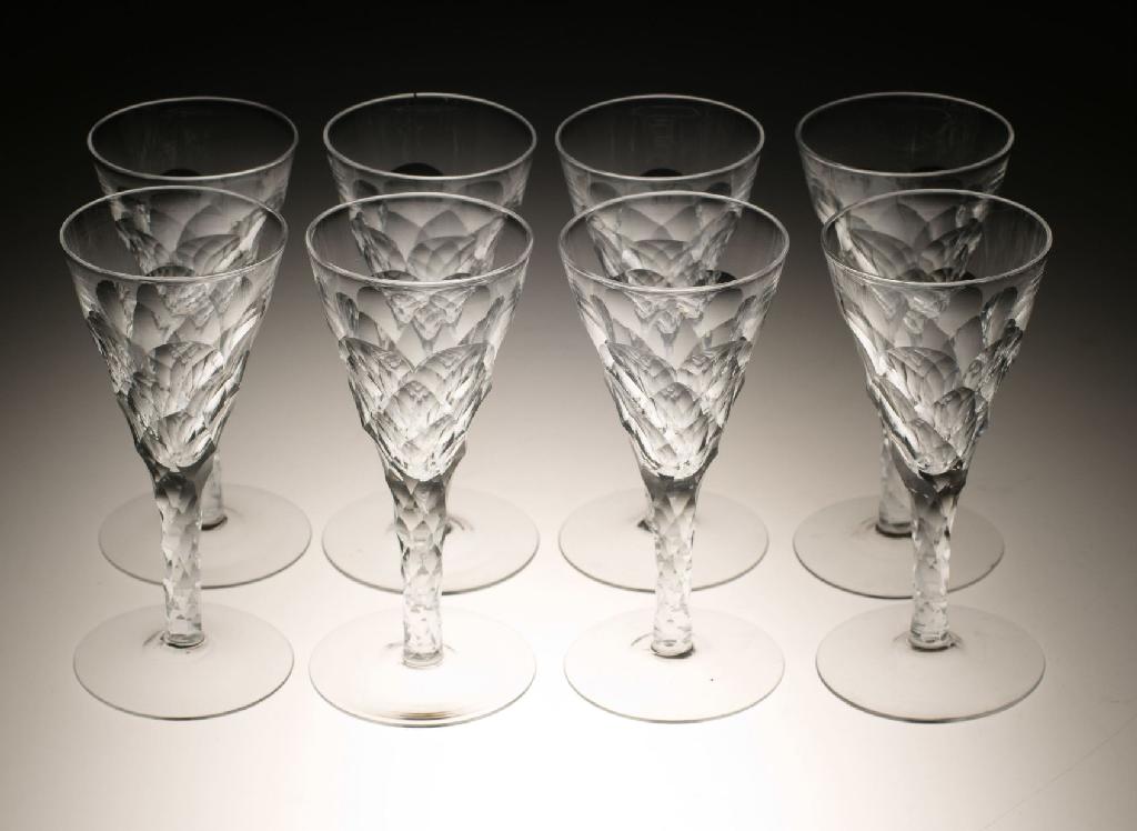 Appraisal: GROUP OF CUT-GLASS WINES AND TUMBLERS early th century comprising