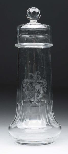 Appraisal: Victorian Blown Pattern Glass Straw Holder Wonderful piece with etched