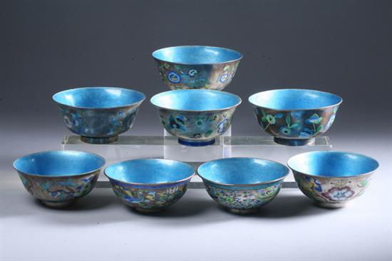 Appraisal: EIGHT CHINESE ENAMELLED SILVER BOWLS late th early th century