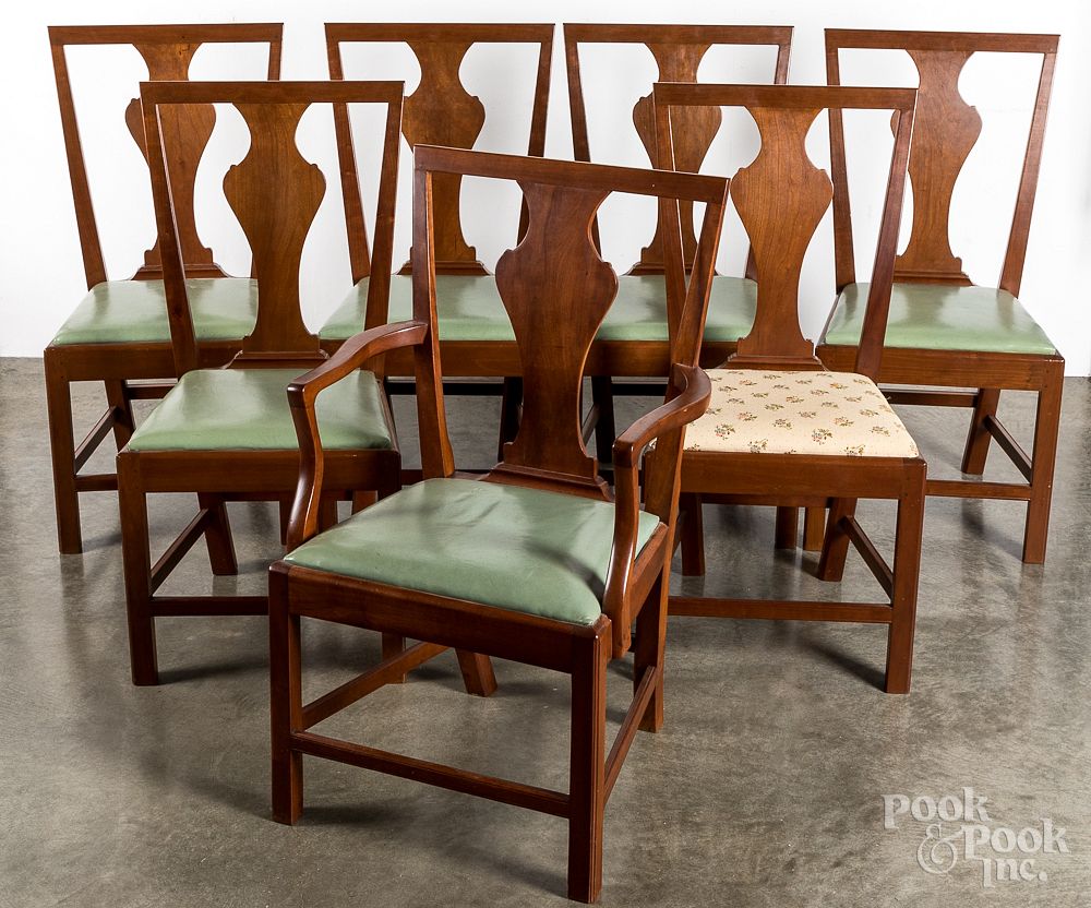 Appraisal: Set of seven Virginia cherry dining chairs Set of seven