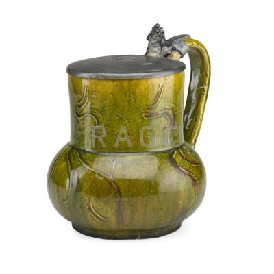 Appraisal: ALFRED W FINCH - Jugendstil ceramic jug with pewter lid