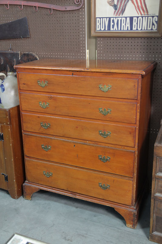 Appraisal: TALL MULE CHEST Pine having a lift lid and three