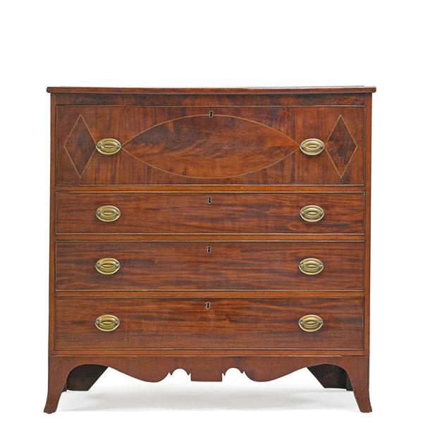 Appraisal: FEDERAL CHEST OF DRAWERS Mahogany with line inlay French feet