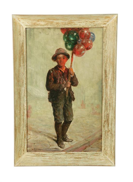 Appraisal: BOY WITH BALLOONS BY U JEROME AMERICAN LATE TH CENTURY