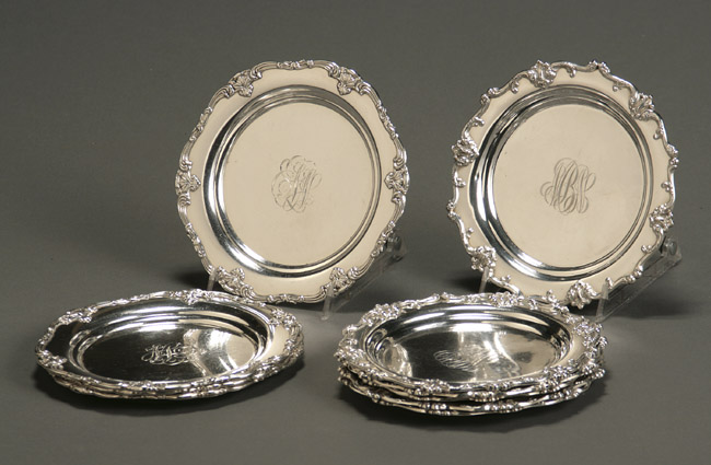 Appraisal: Assembled Set of Ten Silver Bread and Butter Plates th