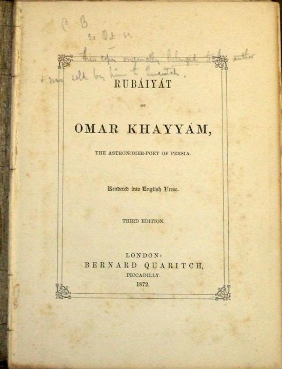 Appraisal: Rubaiyat of Omar Khayyam publ Quaritch rd edition and The