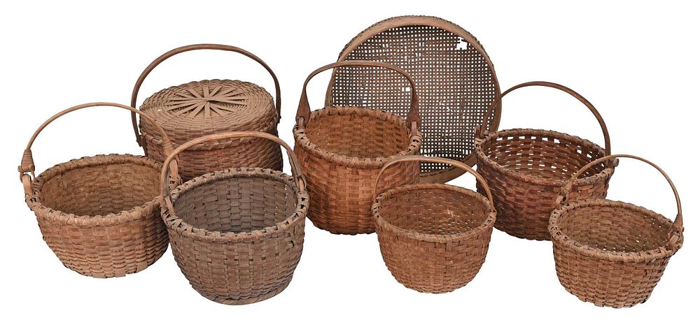 Appraisal: Nine Assorted American Woven Baskets th early th century of