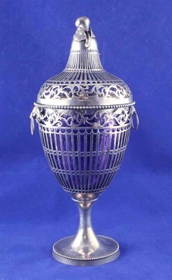 Appraisal: An early th century Hanau pierced silver sweetmeat vase and